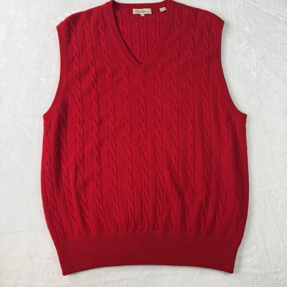 Vintage Peter‎ Millar Cashmere Sweater Vest Mens XL Red Cable Knit Golf Soft